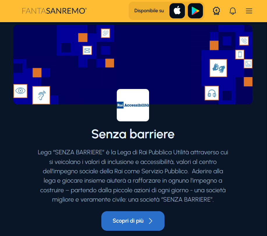 Vai a 'FantaSanremo Senza Barriere'