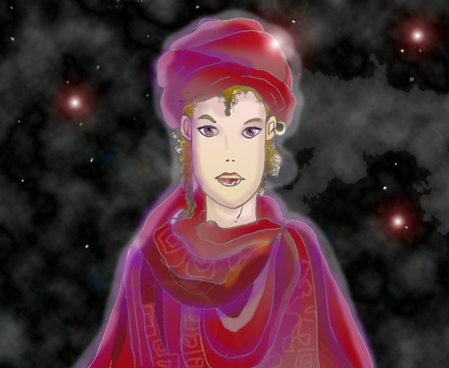 Immagine di Alienor/Eleonora (Per leggerne la descrizione proseguire nel link). Alienor/Eleonora in mezzo busto con una veste di stoffa bordata e un turbante.