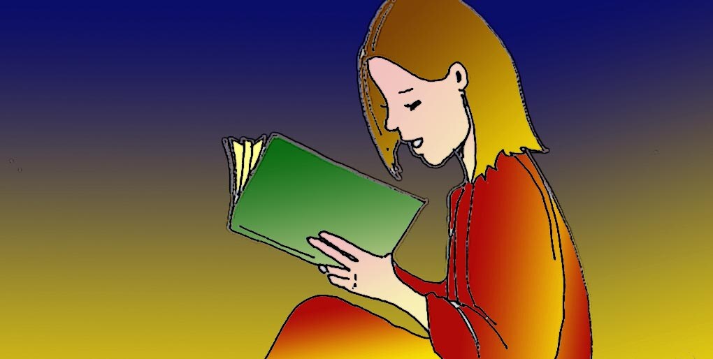 Immagine di una bambina (Per leggerne la descrizione proseguire nel link). La bambina di profilo immersa nella lettura.