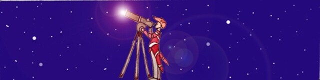 Immagine di Jackie (Per leggerne la descrizione proseguire nel link) Sullo sfondo di un cielo notturno, puntellato di stelle, si vede la figura intera di Jackie al centro, in piedi, che scruta il cielo con un telescopio. Lo strumento astronomico è montato su di un cavalletto. Il professore veste la sua consueta marsina rossa.