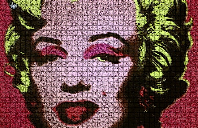 Immagine del dipinto di Marilyn Monroe (Per leggerne la descrizione proseguire nel link). Si vede il volto dell'attrice.