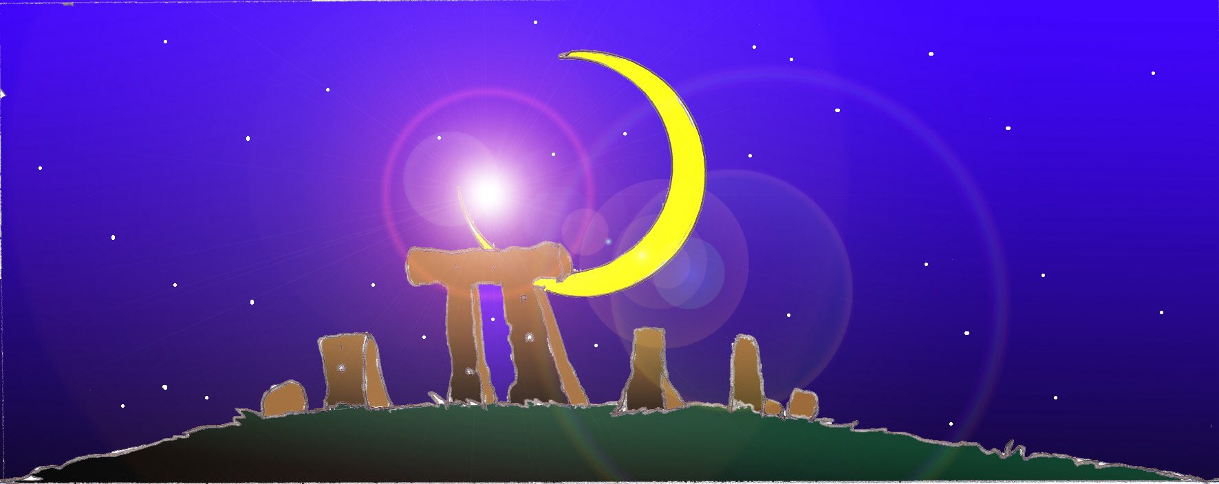Immagine notturna di alcuni ruderi (Per leggerne la descrizione proseguire nel link). Si vedono alcuni ruderi, pietre sovrapposte, in un campo illuminato dalla luna.