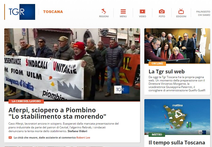 La Tgr sbarca sul web online il sito della Toscana video